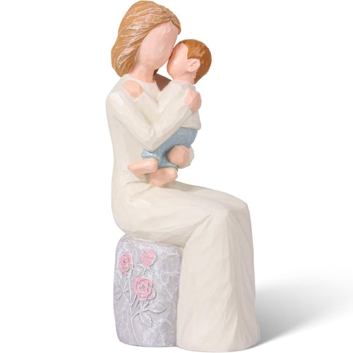 Grandmother and Baby Figurines, Hand-Painted Sculpted Statue, Sentimental Keepsake for First Time Nana or Great Grandmother, Emotional Home Decor Present