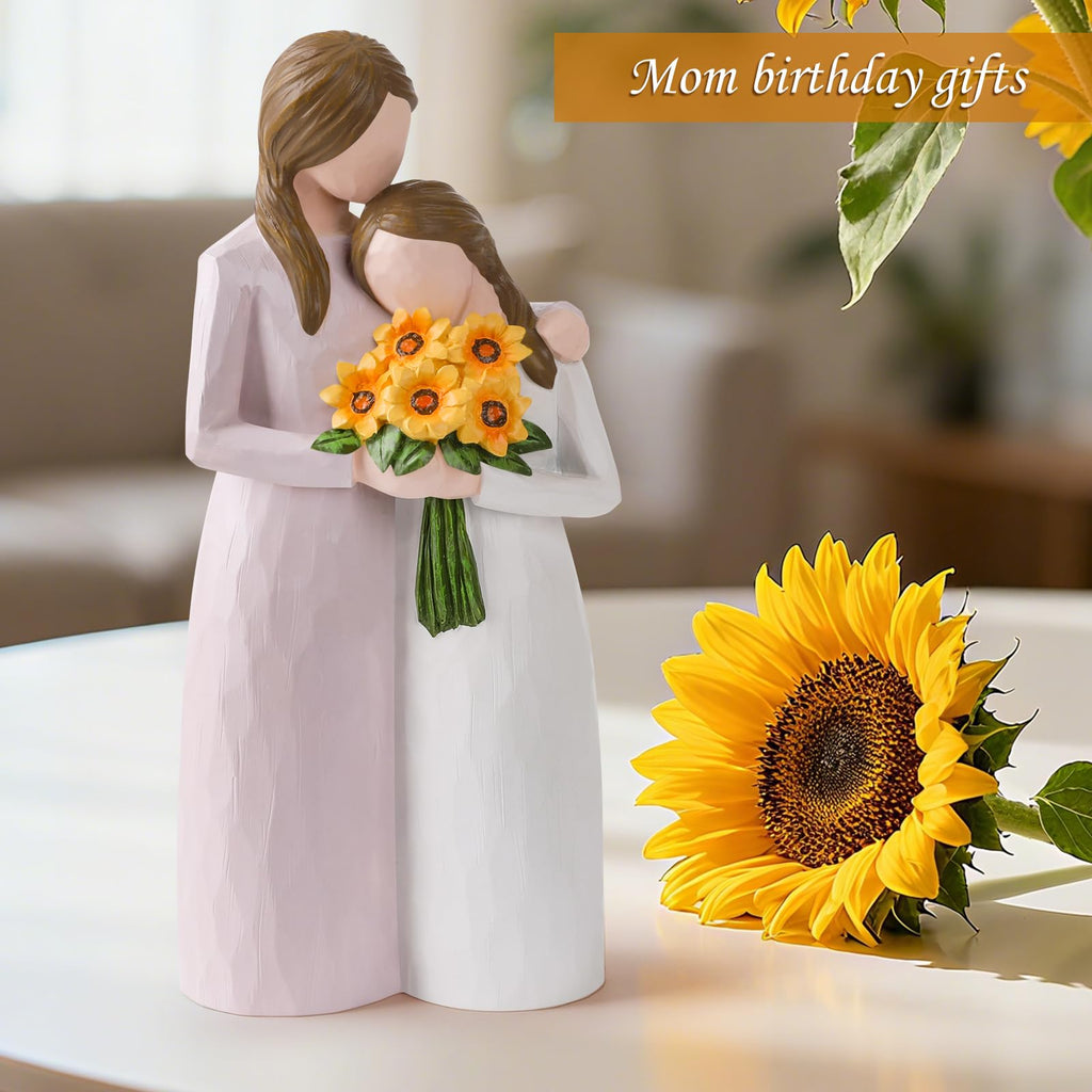 Mother Daughter Hug Figurine – Handcrafted Resin Collectible Figurines Home Decor, Sentimental Gift for Mom Birthday, Mother’s Day, Thanksgiving, Christmas, Purple