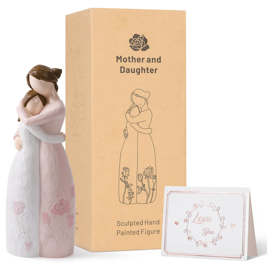 Mother Daughter Hug Figurine – Handcrafted Resin Collectible Figurines Home Decor, Sentimental Gift for Mom Birthday, Mother’s Day, Thanksgiving, Christmas, Purple