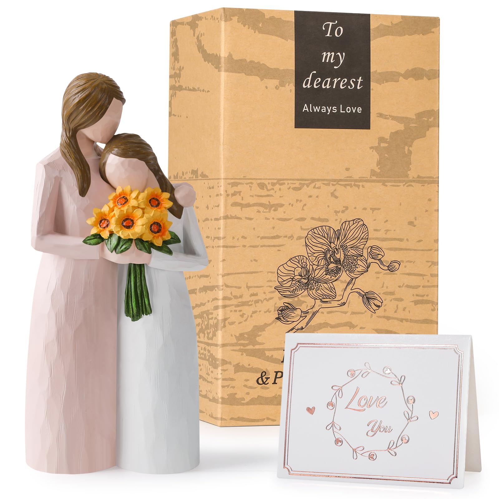 Mother Daughter Hug Figurine – Handcrafted Resin Collectible Figurines Home Decor, Sentimental Gift for Mom Birthday, Mother’s Day, Thanksgiving, Christmas, Purple