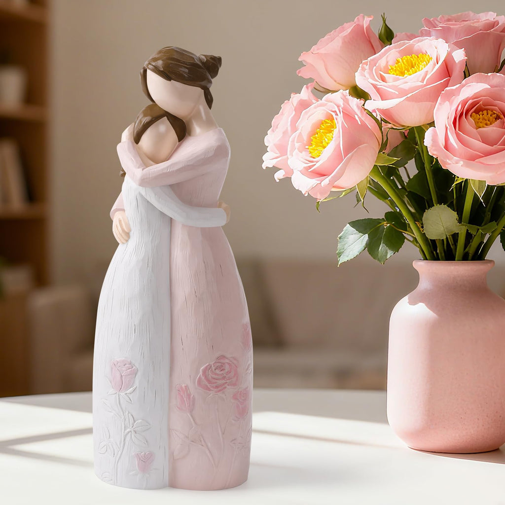 Mother Daughter Hug Figurine – Handcrafted Resin Collectible Figurines Home Decor, Sentimental Gift for Mom Birthday, Mother’s Day, Thanksgiving, Christmas, Purple