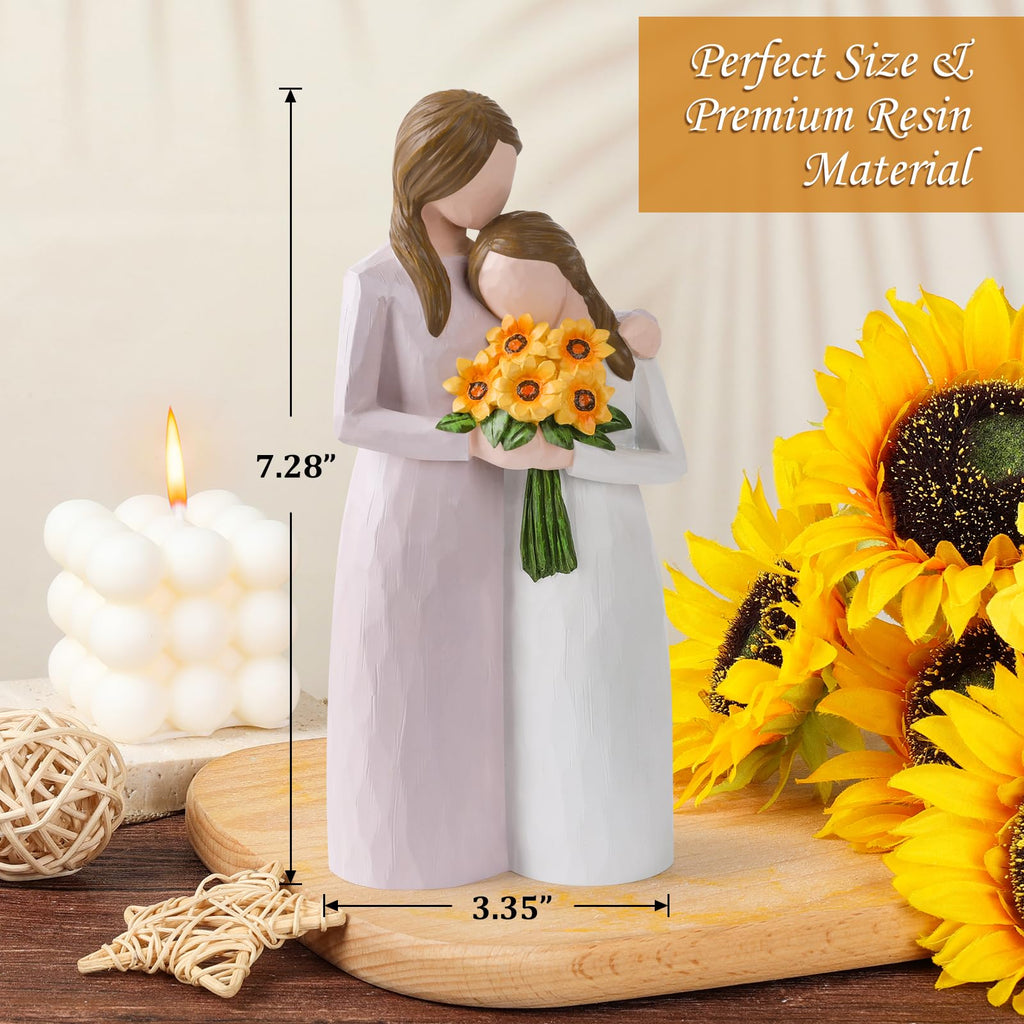Mother Daughter Hug Figurine – Handcrafted Resin Collectible Figurines Home Decor, Sentimental Gift for Mom Birthday, Mother’s Day, Thanksgiving, Christmas, Purple