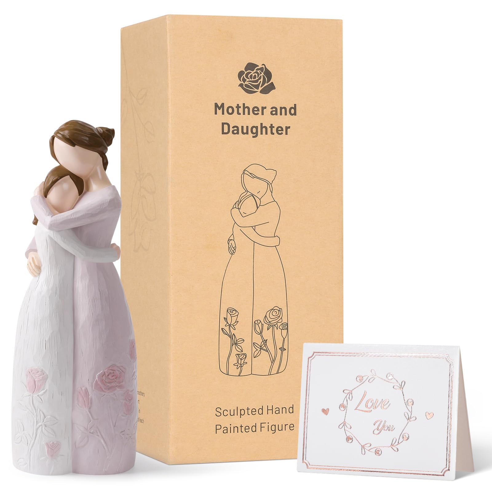 Mother Daughter Hug Figurine – Handcrafted Resin Collectible Figurines Home Decor, Sentimental Gift for Mom Birthday, Mother’s Day, Thanksgiving, Christmas, Purple