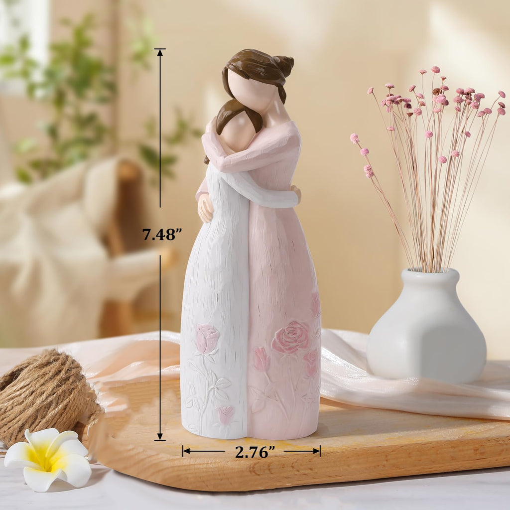 Mother Daughter Hug Figurine – Handcrafted Resin Collectible Figurines Home Decor, Sentimental Gift for Mom Birthday, Mother’s Day, Thanksgiving, Christmas, Purple