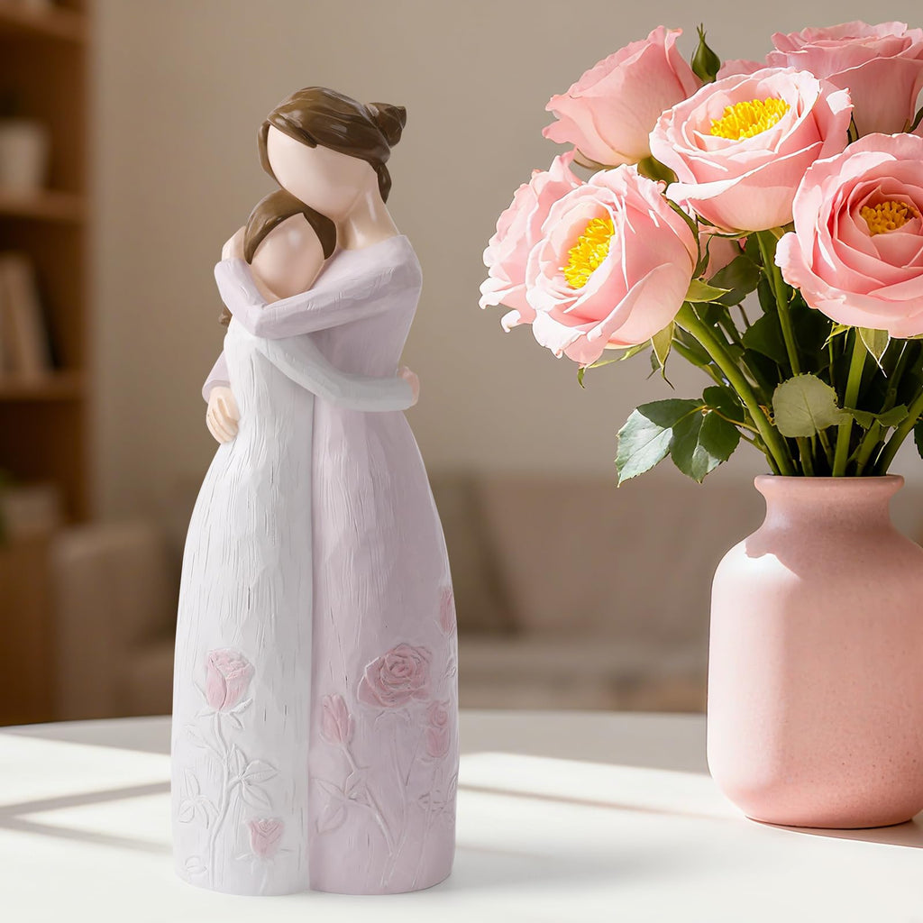 Mother Daughter Hug Figurine – Handcrafted Resin Collectible Figurines Home Decor, Sentimental Gift for Mom Birthday, Mother’s Day, Thanksgiving, Christmas, Purple