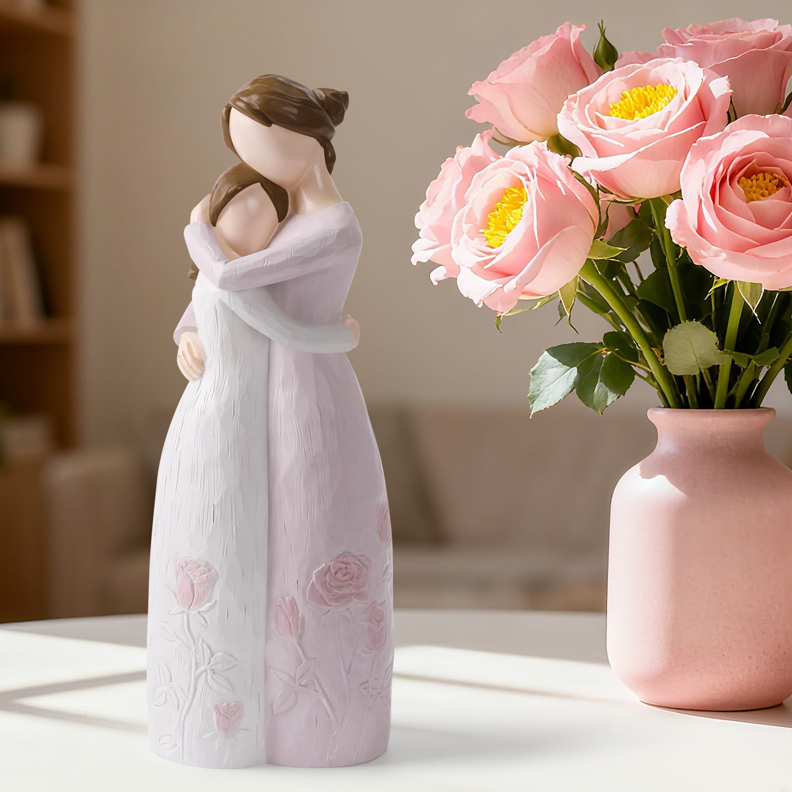 Mother Daughter Hug Figurine – Handcrafted Resin Collectible Figurines Home Decor, Sentimental Gift for Mom Birthday, Mother’s Day, Thanksgiving, Christmas, Purple