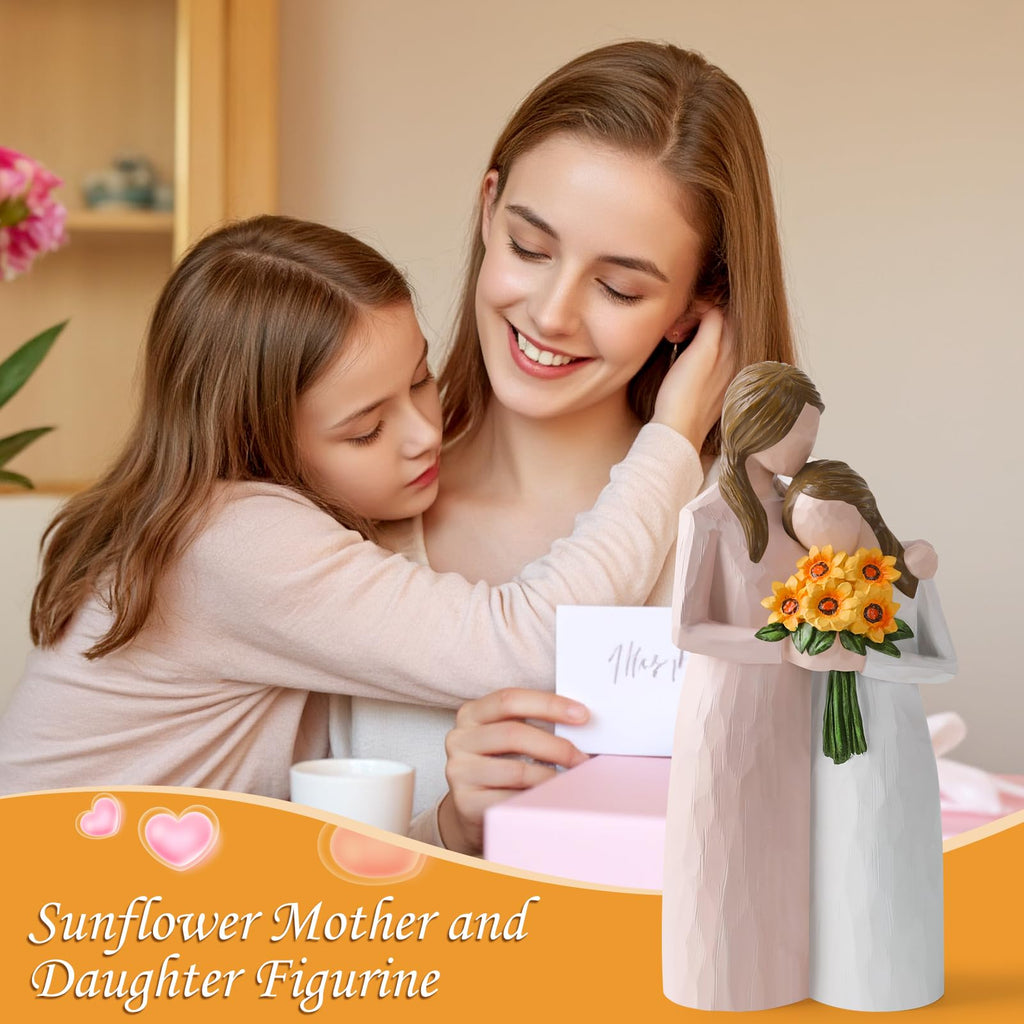 Mother Daughter Hug Figurine – Handcrafted Resin Collectible Figurines Home Decor, Sentimental Gift for Mom Birthday, Mother’s Day, Thanksgiving, Christmas, Purple