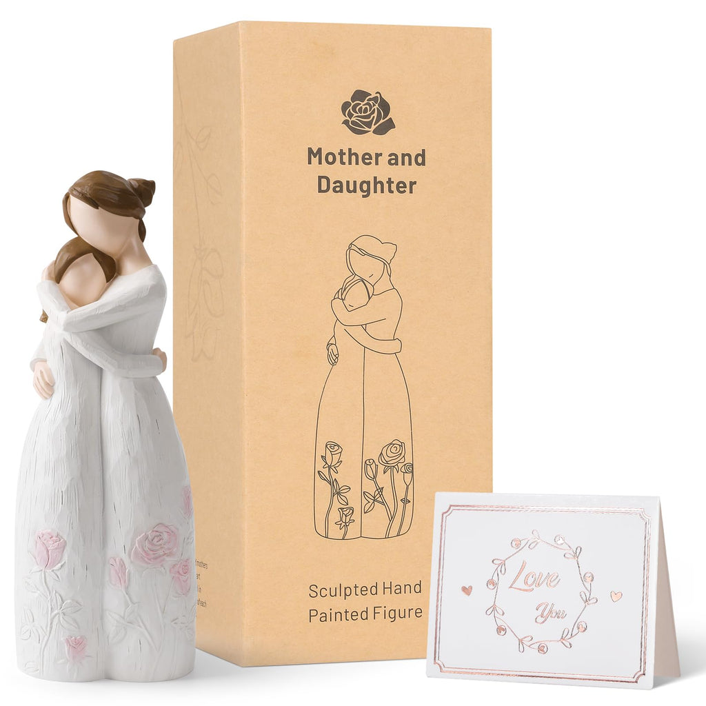 Mother Daughter Hug Figurine – Handcrafted Resin Collectible Figurines Home Decor, Sentimental Gift for Mom Birthday, Mother’s Day, Thanksgiving, Christmas, Purple