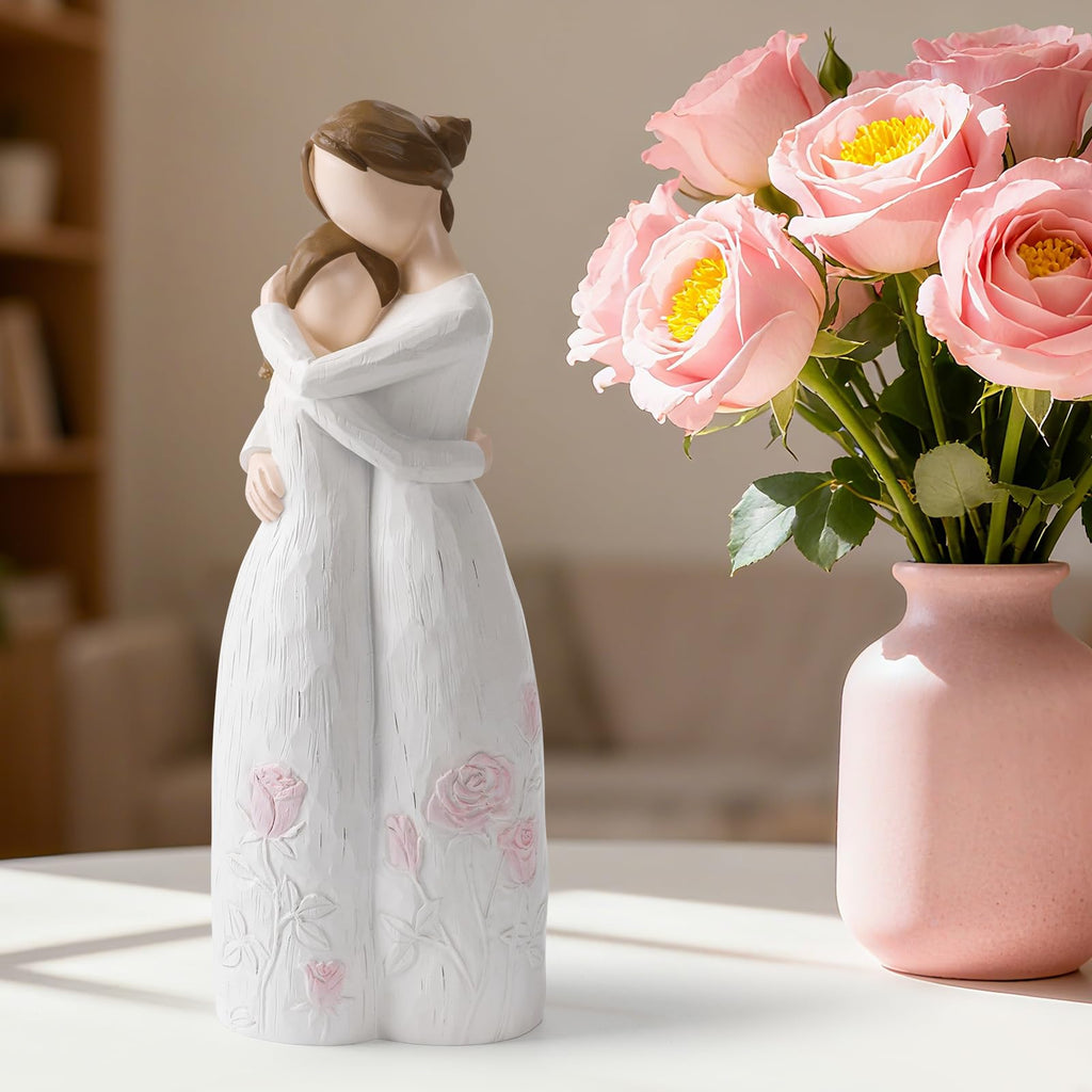 Mother Daughter Hug Figurine – Handcrafted Resin Collectible Figurines Home Decor, Sentimental Gift for Mom Birthday, Mother’s Day, Thanksgiving, Christmas, Purple