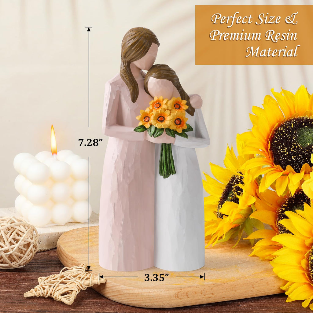 Mother Daughter Hug Figurine – Handcrafted Resin Collectible Figurines Home Decor, Sentimental Gift for Mom Birthday, Mother’s Day, Thanksgiving, Christmas, Purple